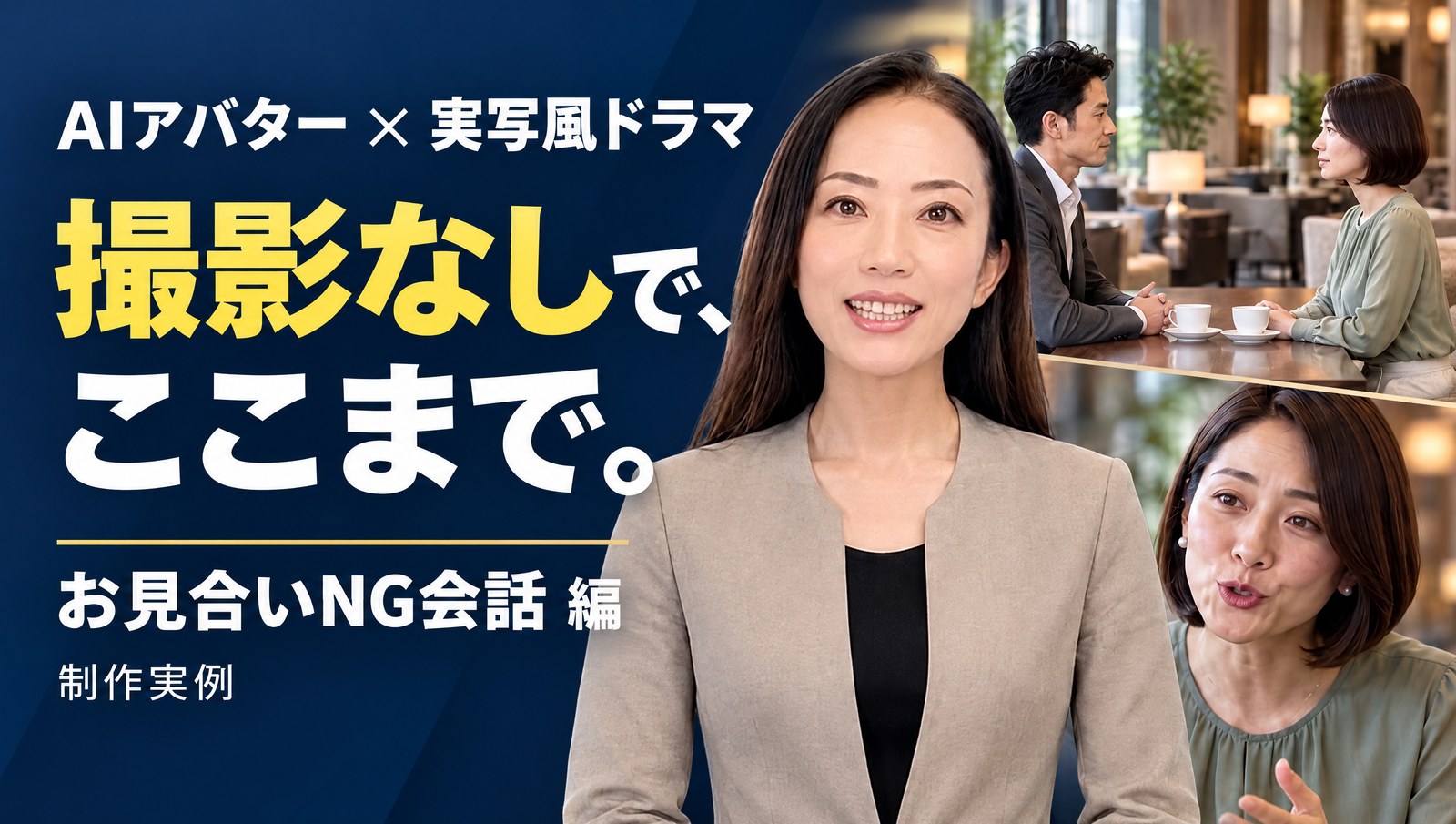 AIアバター × 実写風ドラマ、撮影なしでここまで。お見合いNG会話編